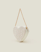 Pearl Embellished Heart Bag, , large