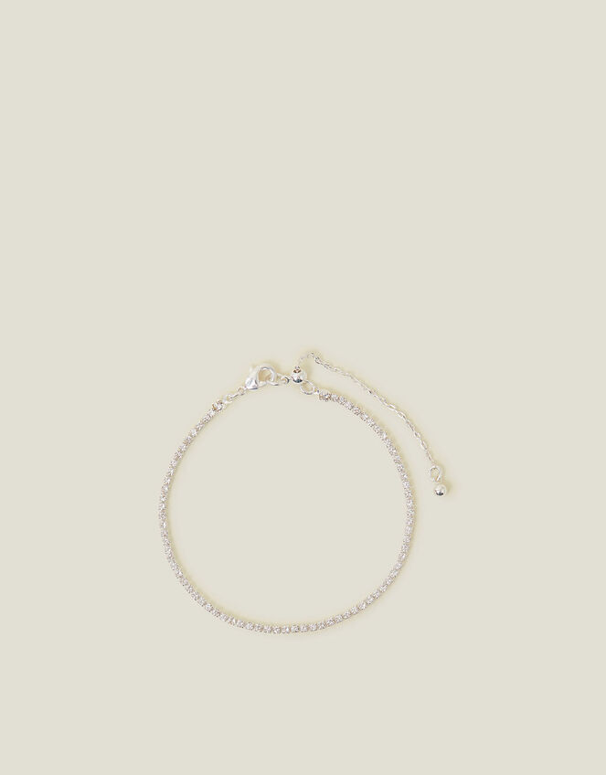 Sterling Silver-Plated Tennis Bracelet, , large