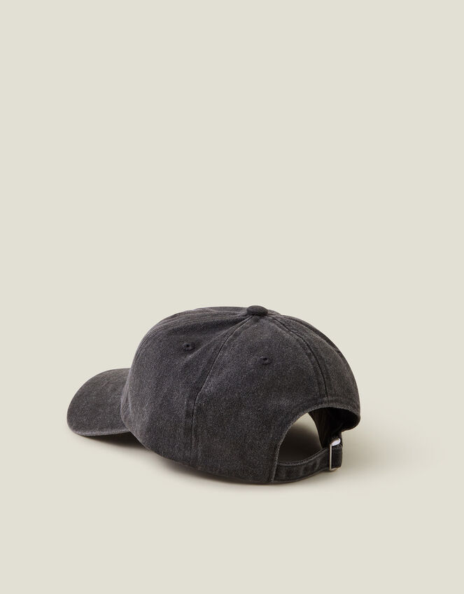 Washed Denim Baseball Cap, Grey (GREY), large