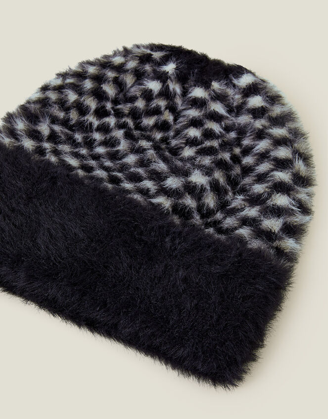 Checkerboard Fluffy Beanie, , large