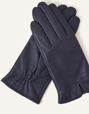 Touchscreen Leather Gloves, Blue (NAVY), large