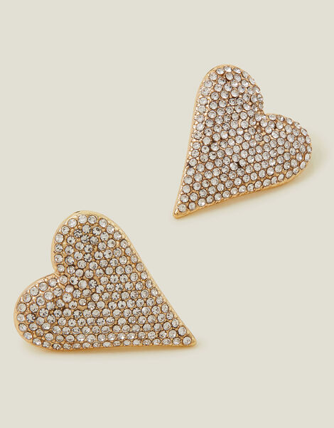 Pave Heart Stud Earrings, , large