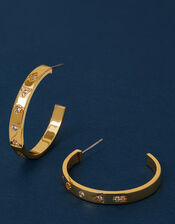 14ct Gold-Plated Sparkle Station Hoop Earrings, , large