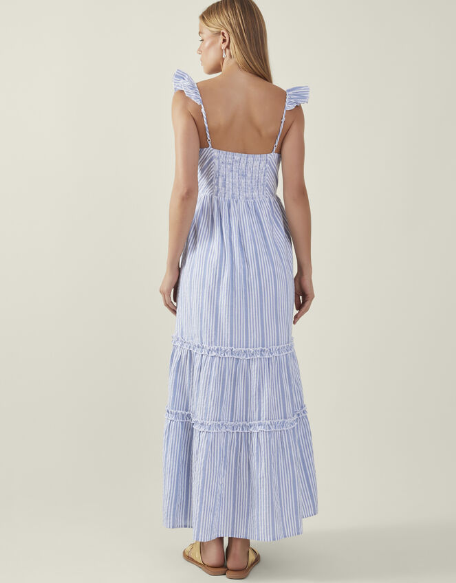 Stripe Ruffle Maxi Dress, Blue (BLUE), large