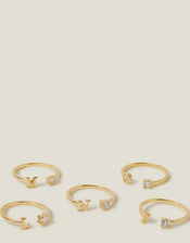 14ct Gold-Plated Sparkle Initial Ring, Gold (GOLD), large