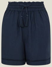 Linen Blend Shorts, Blue (NAVY), large