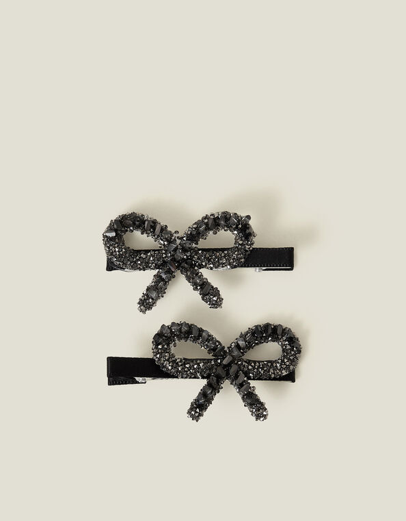 2-Pack Embellished Bow Hair Clips, , large