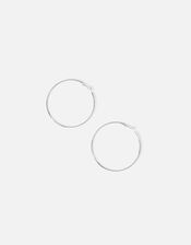 Medium Simple Hoop Earrings, Silver (SILVER), large