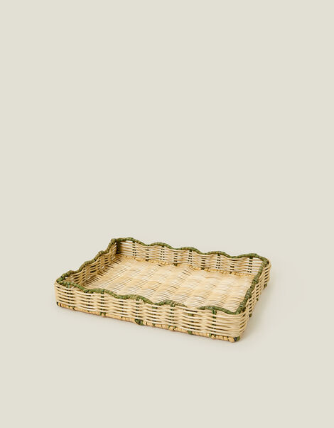 Rectangular Scalloped Wicker Tray, , large