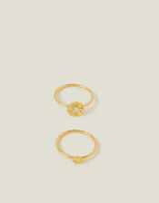 2-Pack 14ct Gold-Plated Flower Rings, Gold (GOLD), large