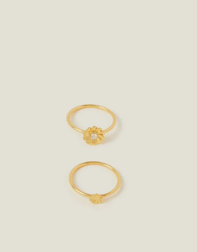 2-Pack 14ct Gold-Plated Flower Rings, Gold (GOLD), large