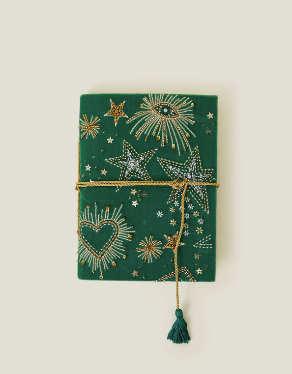 Star Embellished Velvet Notebook, , large