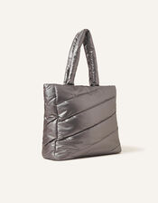 Metallic Tote Bag, Silver (SILVER), large