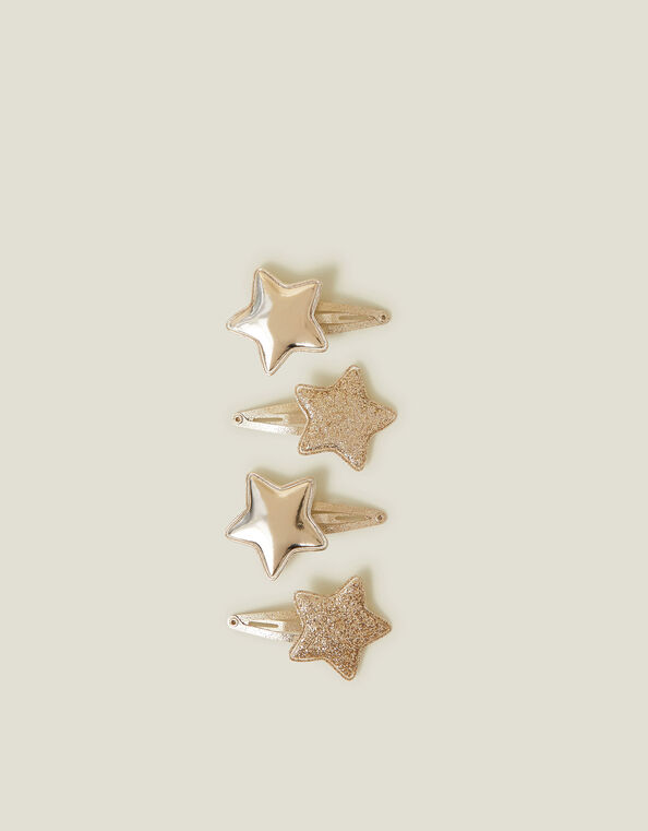 4-Pack Girls Glitter Star Hair Clips, , large