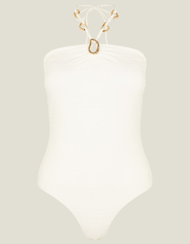 Ring Halter Neck Swimsuit White | Swimsuits | Accessorize UK