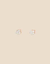 Sterling Silver Flower Stud Earrings, , large