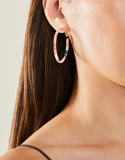 Skinny Tortoiseshell Hoop Earrings, , large