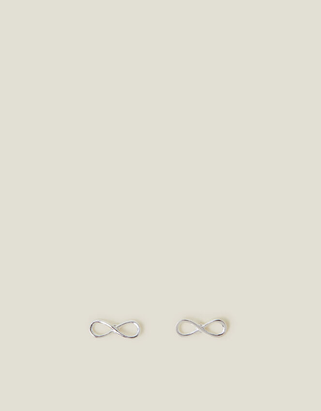 Sterling Silver Infinity Stud Earrings, , large