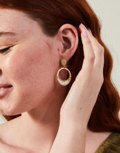 Raffia Inlay Hoop Earrings, , large