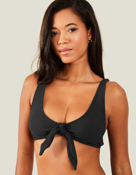 Bunny Tie Bikini Top, Black (BLACK), large