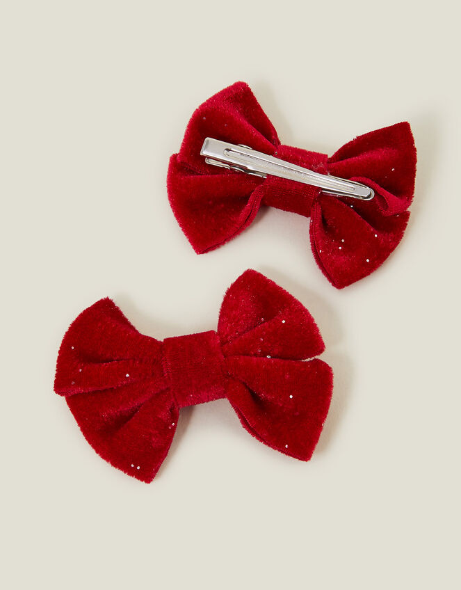 2-Pack Girls Velvet Bow Hair Clips, , large