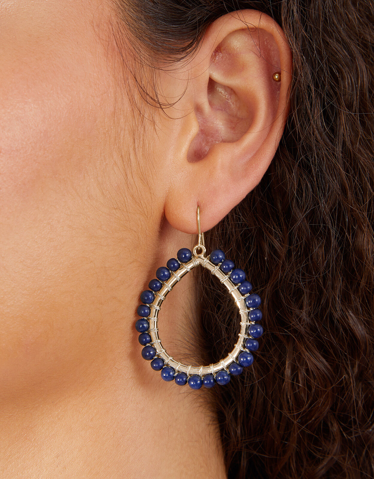 Statement Beaded Teardrop Hoop Earrings