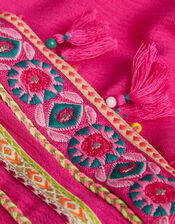 Girls Embroidered Beaded Tassel Kaftan, Pink (PINK), large