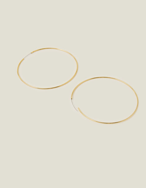 14ct Gold-Plated Large Thin Hoops, , large