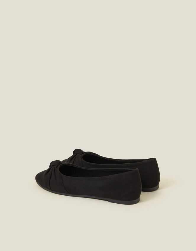 Suedette Knot Ballerina Flats, Black (BLACK), large