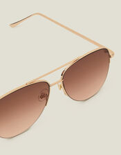 Half Frame Aviator Sunglasses, Gold (GOLD), large