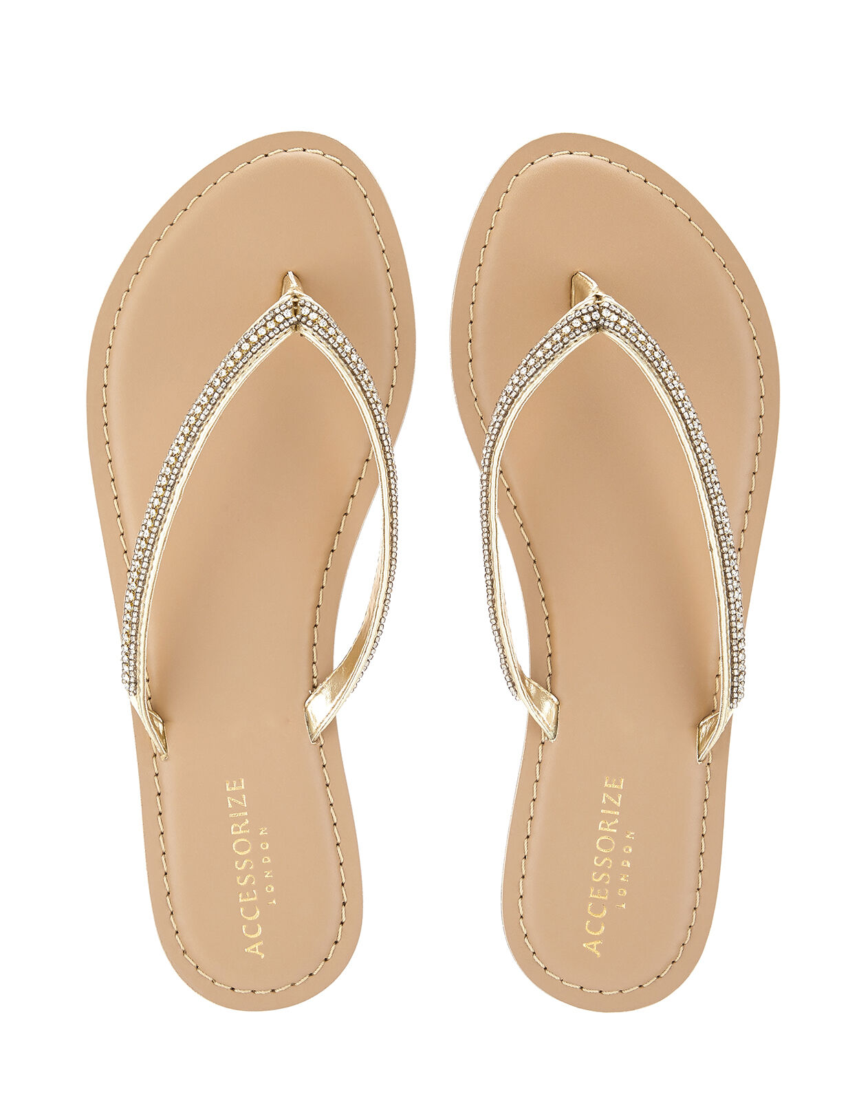 Daniella Diamante Flip Flops White 