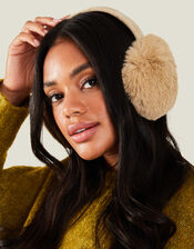 Faux Fur Earmuffs, Natural (NATURAL), large