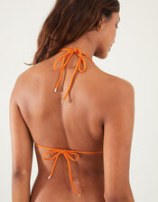 Ornamental Embroidered Triangle Bikini Top, Orange (ORANGE), large