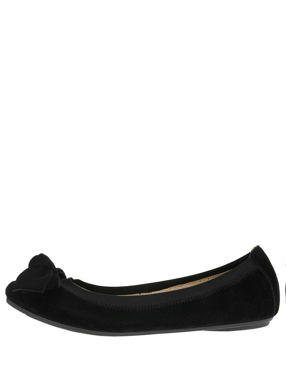Suede Elasticated Ballerina Flats with Bow Black | Flat shoes ...