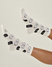 Cat Face Print Socks, , large