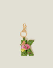 Initial Floral Beaded Keyring, Multi (BRIGHTS MULTI), large