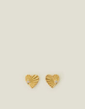 14ct Gold-Plated Ray Heart Stud Earrings, , large