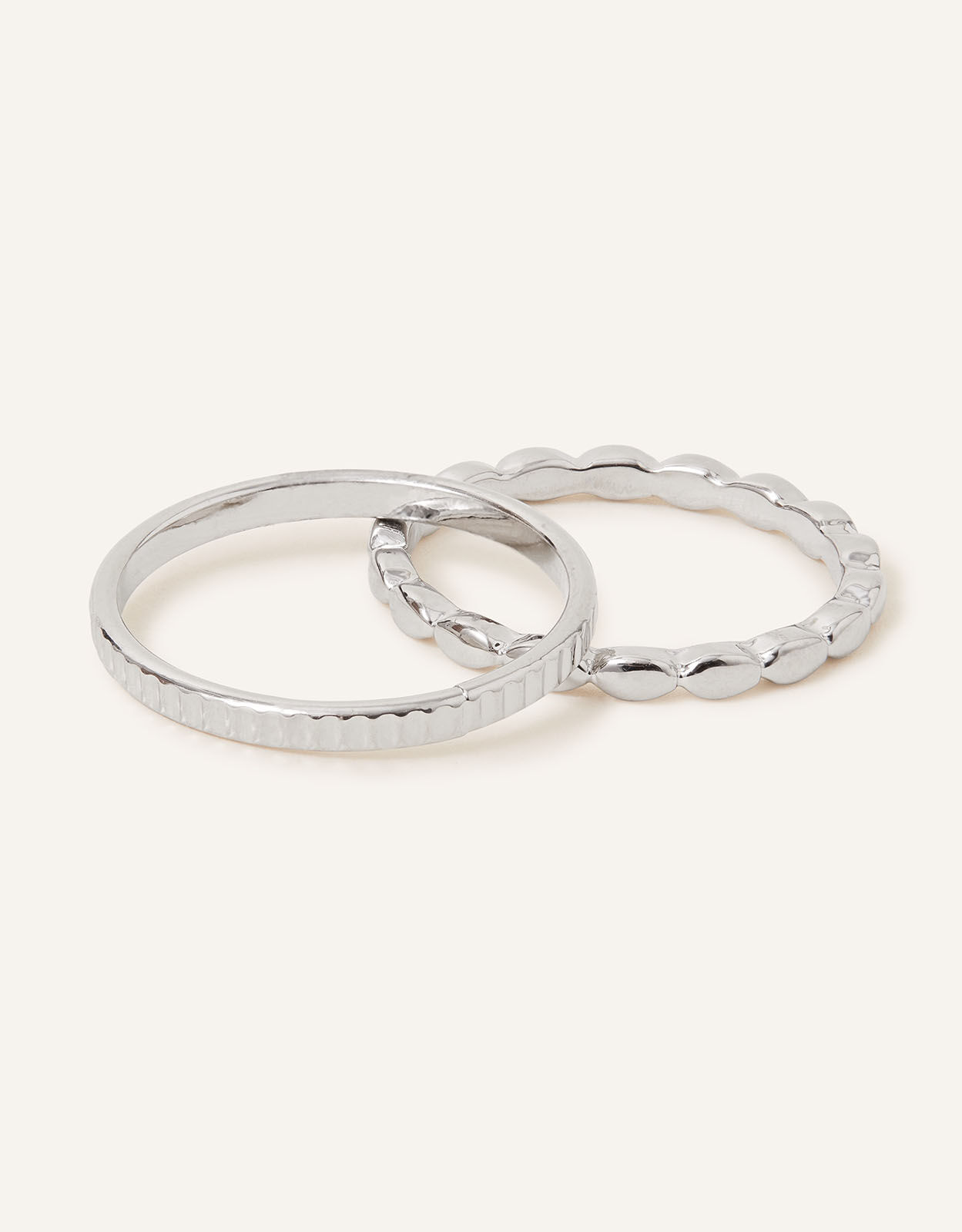 Textured Skinny Rings Set of Two Silver