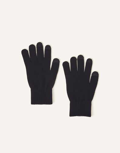 Long Cuff Touchscreen Gloves, Black (BLACK), large