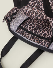 Packable Leopard Print Tote Bag, , large