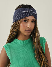 Twist Knit Bando Headband, Blue (NAVY), large