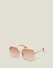 Squared Frame Ombre Sunglasses, , large