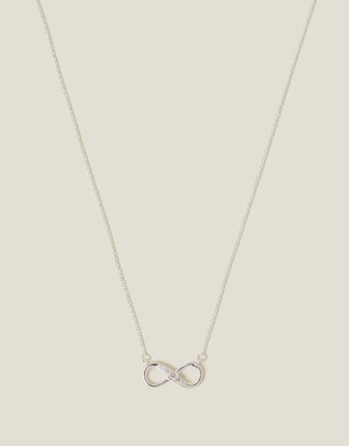 Sterling Silver Infinity Pendant Necklace, , large