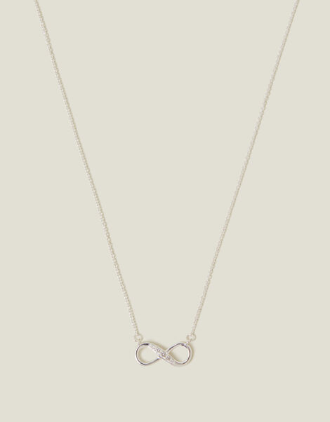 Sterling Silver Infinity Pendant Necklace, , large