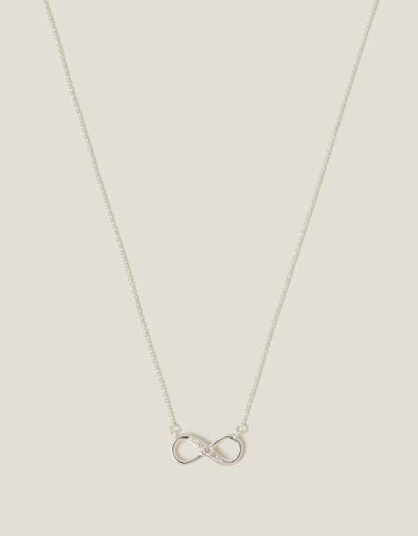 Sterling Silver Infinity Pendant Necklace, , large