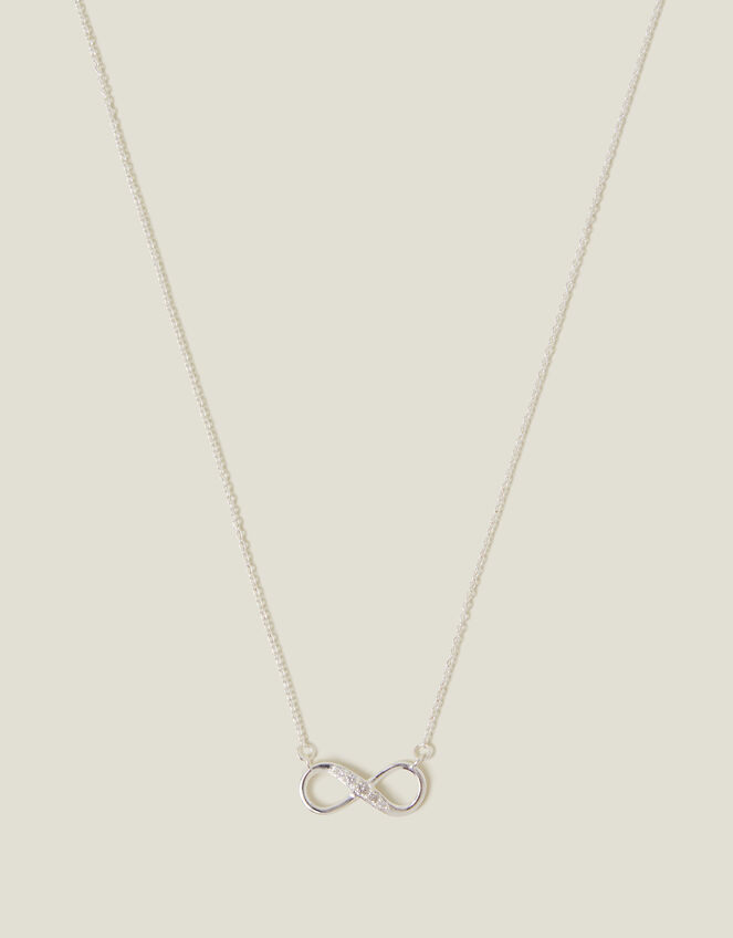 Sterling Silver Infinity Pendant Necklace, , large