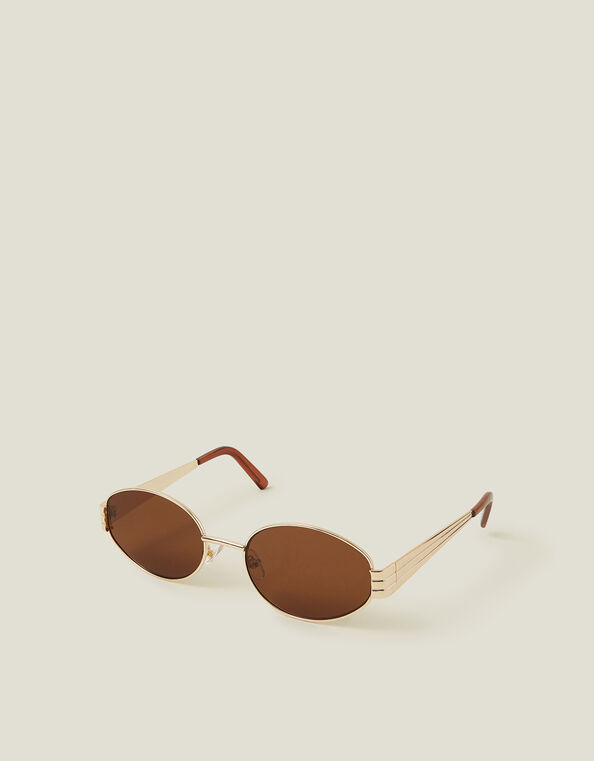 Oval Metal Frame Sunglasses, , large