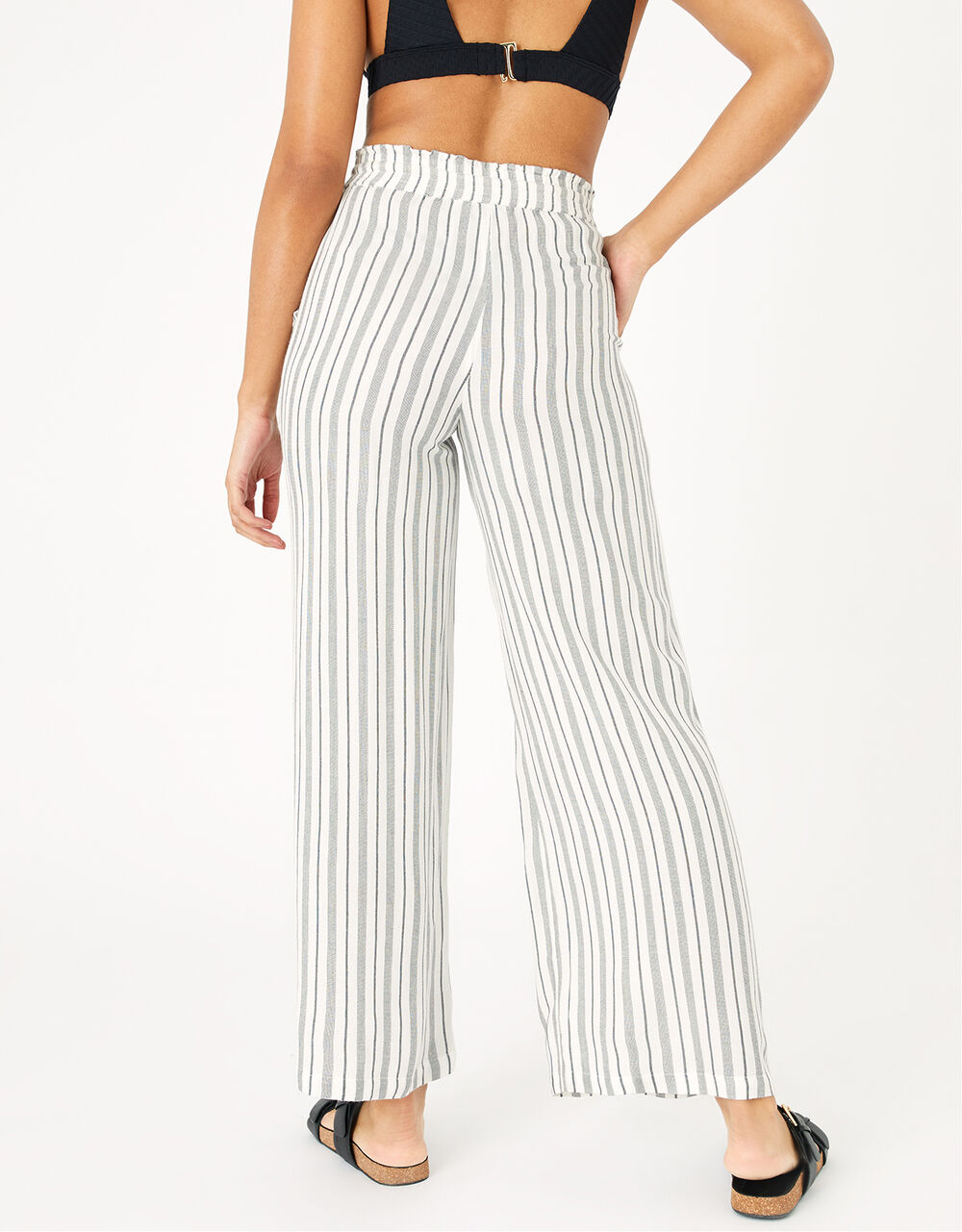 Textured Stripe Beach Trousers Black | Beach trousers & Shorts ...