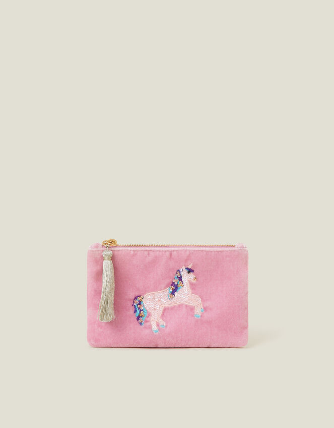 Girls Velvet Unicorn Coin Purse, , large