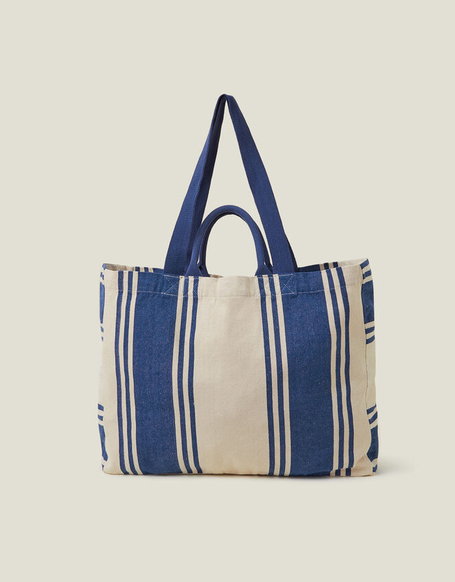 Stripe Canvas Shopper Bag, , large